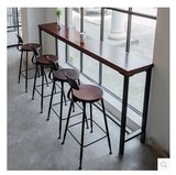 美式吧桌实木餐桌星巴克咖啡厅桌椅复古高脚椅高吧凳吧台酒吧长桌