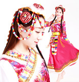 藏族舞蹈演出服装女民族广场舞台演出服成人表演高档水袖修身长裙