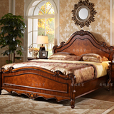 美式床 欧式雕花床1.5米1.8米大床 双人床乡村家具古典婚床实木床