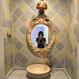 创意壁挂装饰化妆梳妆镜 欧式浴室镜 卫浴卫生间洗手台盆镜子仿古