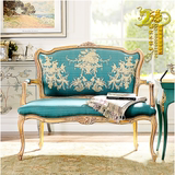 特价法式新古典实木双人沙发椅子 金色做旧美式欧式雕花会所家具