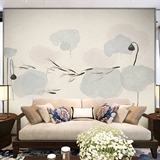 现代中式水墨荷花壁纸卧室客厅沙发背景墙纸大型茶室简约无缝壁画