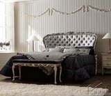 意大利欧式软体床新古典实木雕花蓝色爆款软包床卧室别墅家具定做