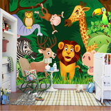 3d卡通动物乐园儿童房墙纸男孩卧室背景墙壁纸无纺布大型墙纸壁画