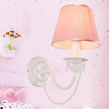 美式简约儿童房水晶壁灯 带led光源 粉色女孩公主房 卧室床头壁灯