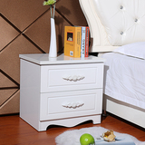 简易欧式烤漆床头柜简约现代象牙白色 韩式宜家床边实木柜子斗柜