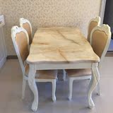 欧式大理石餐桌长方形餐桌椅简单实木小户型餐台象牙白色饭桌组合