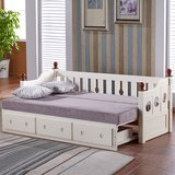 柏佳兴 沙发床 地中海美式实木沙发床 可伸缩 卧室客厅家具地中