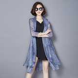 2016夏季新款韩版防晒衣女七分袖雪纺衫中长款开衫大码薄披肩上衣