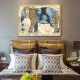 现代欧美式客厅大象装饰画简约样板房卧室床头中式背景墙壁挂油画