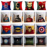 超级英雄蜘蛛侠超人沙发靠垫棉麻抱枕汽车靠枕套美国队长儿童礼物