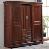 美式全实木衣柜黑胡桃木移门衣柜推拉门衣橱新古典法式家具欧式柜