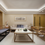 新中式实木沙发组合 客厅原木色禅意三人沙发 样板房现代中式家具