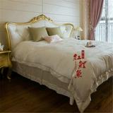 美式实木床 欧式真皮床 卧室家具1米8 双人大床 别墅家具可定制