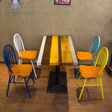 美式复古铁艺咖啡厅桌椅套件实木茶几阳台户外酒吧桌椅休闲组合