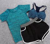 健身房运动跑步瑜伽服套装夏季显瘦女三件套专业背心上衣假两件