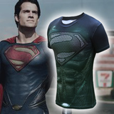 蝙蝠侠大战超人T恤短袖圆领钢铁之躯运动短袖印花潮流健身衣服男