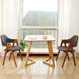 北欧风格日式实木餐椅靠背单人椅软包布艺餐椅北美白橡木电脑椅子