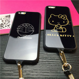 哆啦a梦凯蒂猫iPhone6s全包挂绳手机壳苹果6s plus软胶卡通手机壳