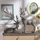 美式乡村麋鹿树脂大摆件家居装饰品样板房客厅电视柜创意摆设北欧