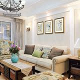 美式客厅三联装饰画 沙发背景挂画卧室床头壁画 新中式古典怀旧画