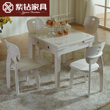 现代简约田园小户型家用饭桌正方形钢化玻璃面餐桌椅组合4人餐厅
