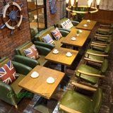 咖啡厅桌椅 咖啡馆茶餐厅奶茶店西餐厅桌椅组合 实木餐椅 皮沙发