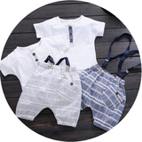 宝宝夏装套装背带裤0-1岁女童新生儿衣服韩版婴儿衣服男童1-3周岁