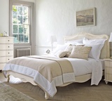 特价美式乡村实木高端双人床象牙白复古做旧方床法式雕花卧室婚床