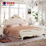 精达 欧式卧室成套家具1.8米双人床组合 法式床铺 白色实木雕花