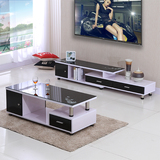 新品钢化玻璃电视柜现代简约伸缩木质客厅家居小户型茶几组合家具