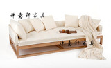 新中式定制免漆实木家具 简约现代创意设计禅意老榆木罗汉床/沙发