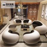 真皮沙发创意个性黑白艺简约时尚客厅酒店办公小户型组合弧形家具
