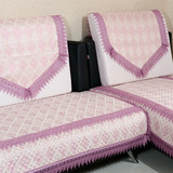 简约花纹沙发垫沙发靠背巾新中式风格沙发坐垫扶手巾高档 粉紫红
