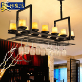 新中式烛台吊灯长方形云石餐厅吊灯铁艺酒店吧台工程茶楼仿古灯具