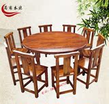 碳化木圆桌椅组合 实木包间大圆桌 防腐木10人大圆桌 餐桌餐椅