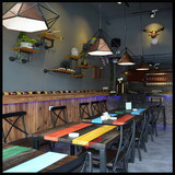 美式漫咖啡桌椅餐馆饭店奶茶咖啡厅酒吧复古做旧铁艺实木餐桌餐椅