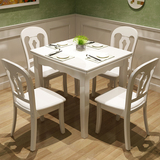 小户型折叠餐桌实木可伸缩餐桌椅组合4人白色长方形方桌简约饭桌