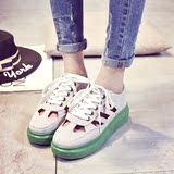 2016夏季新款韩版中跟休闲镂空网鞋厚底学生透气运动女鞋子潮单鞋