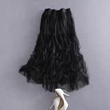 R33黑色蕾丝半身裙双层字母印花长裙韩版学生时尚夏季新款女6B271