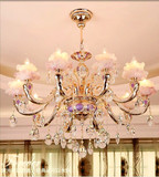 欧式客厅吊灯奢华蜡烛简约现代锌合金玉石餐厅复式楼别墅水晶吊灯