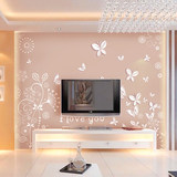 3D温馨欧式无纺布墙纸客厅卧室床头电视背景墙壁纸大型壁画蝴蝶