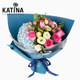KATINA卡骐娜生日红白玫瑰绣球鲜花花束全国鲜花速递南京同城配送