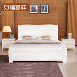 好福多祥中式高档白色水曲柳全实木床简约现代1.8米储物双人床