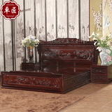 红木床1.8米双人床 南美酸枝雕花中式实木床储物床 仿古雕花大床