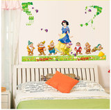 儿童房幼儿园卡通装饰童话人物白雪公主与七个小矮人墙贴纸 贴画