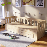 现代中式实木沙发床小户型可伸缩坐卧两用书房客厅沙发1.5米1.8米