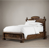 特价法式复古怀旧实木床橡木双人床 高档床纯手工雕刻新婚床18米