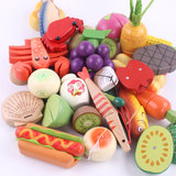 木制磁性 蔬菜水果切切乐切水果玩具切切看男女孩过家家套装