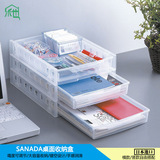 日本进口SANADA桌面收纳盒 桌面多层文件筐A4纸文件收纳架文件座